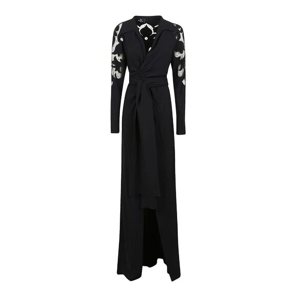 ETRO Cutout Tulle & Crepe Tie Front black Gown dress  6US / 42IT - Picture 5 of 16